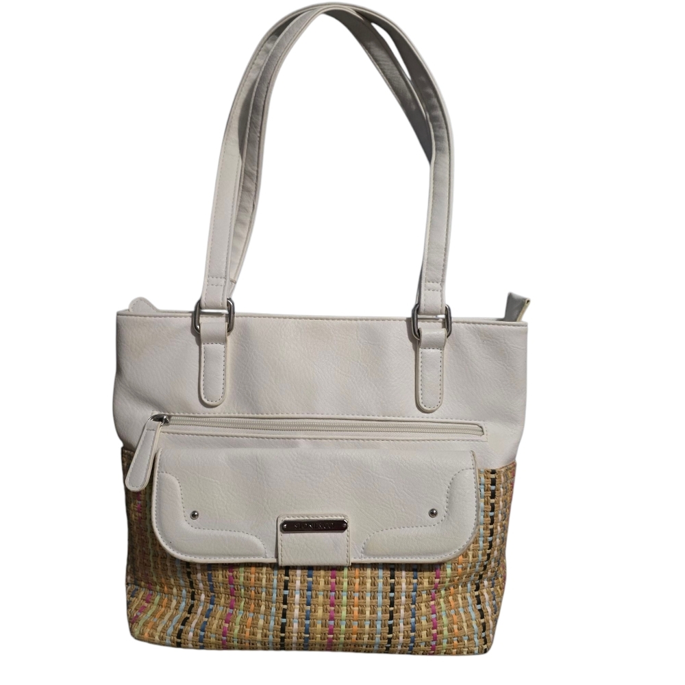 Stone & Co. Cohasset Cream & Multicolor Woven Straw Shoulder Bag